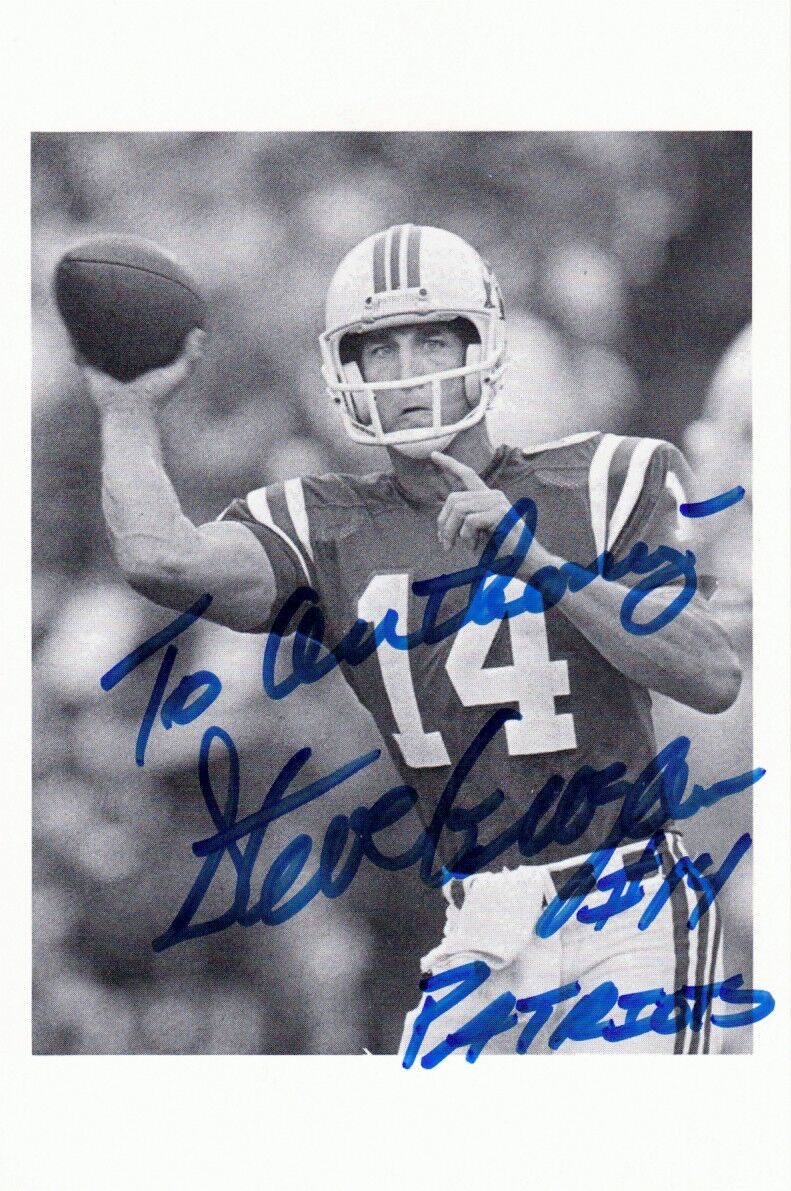 STEVE GROGAN hand-signed NEW ENGLAND PATRIOTS QUARTERBACK CLOSEUP w/ uacc rd COA