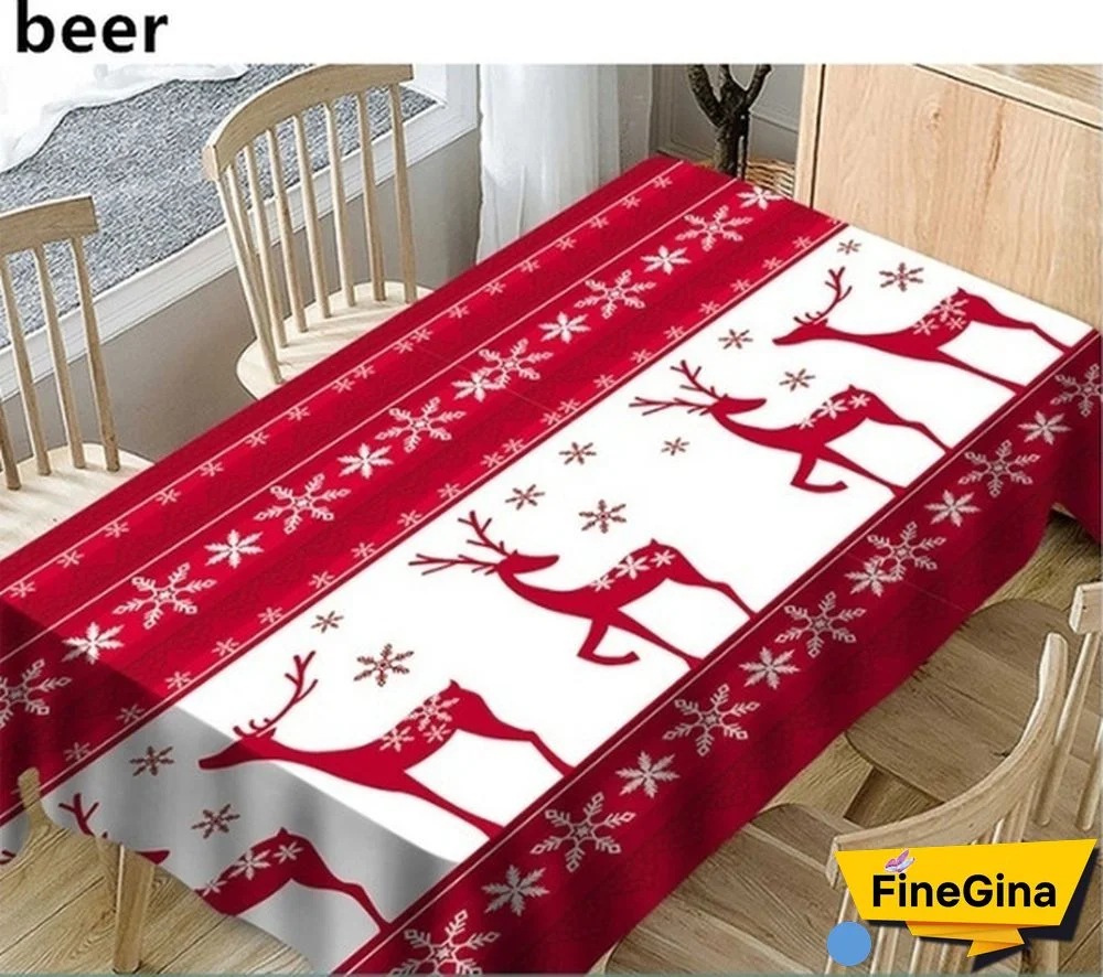 1Pcs Sika Deer Coffee Table Cloth Tablecloth Christmas Table Cartoon Tablecloth New Christmas Big Bell Home Rectangular Tablecloth