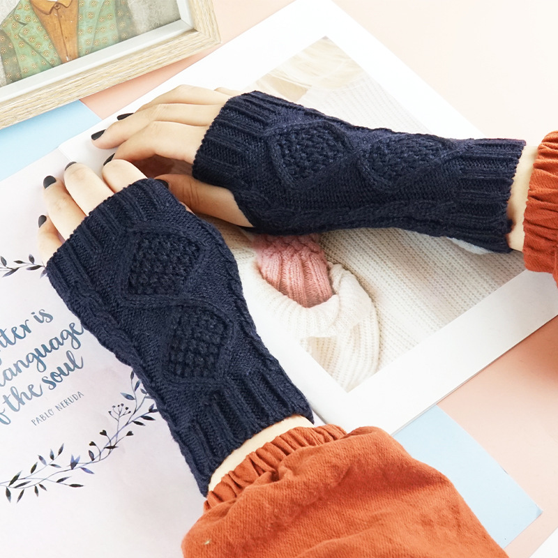 Letclo™  Diamond-shaped Jacquard Half-finger Gloves letclo Letclo