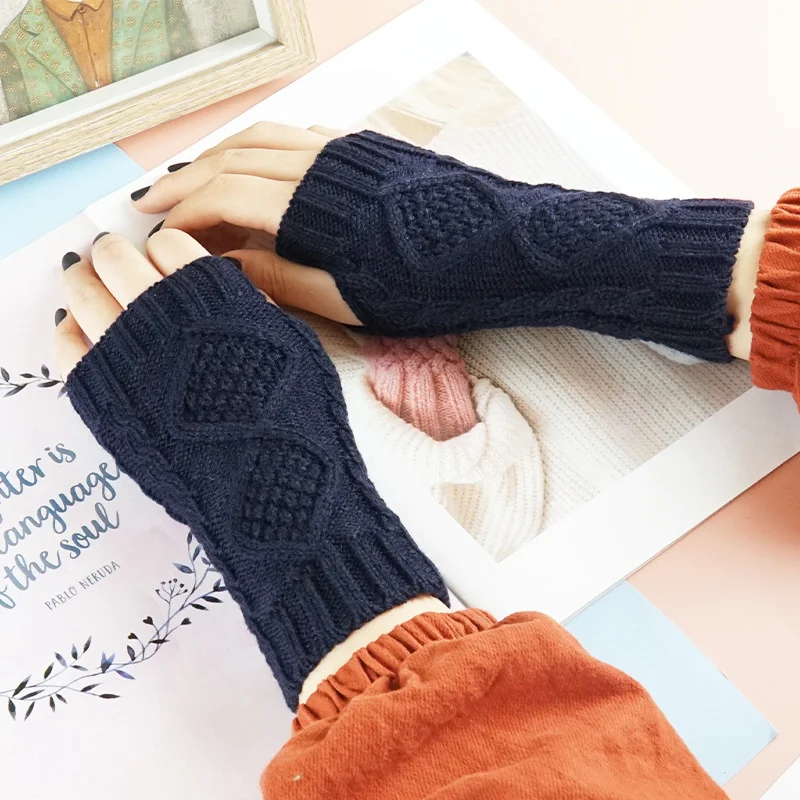 Letclo™  Diamond-shaped Jacquard Half-finger Gloves letclo Letclo