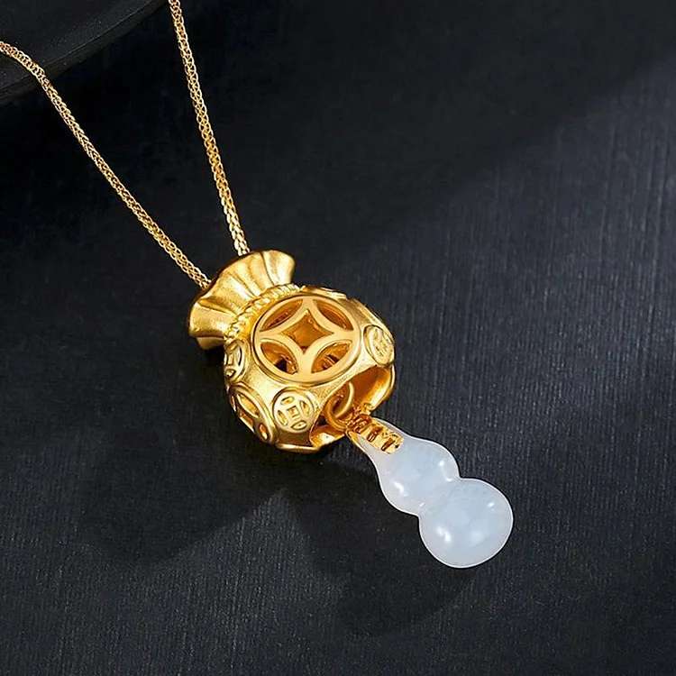 Auspicious Feng Shui Gold Money Bag Pendant Necklace KERENTILA