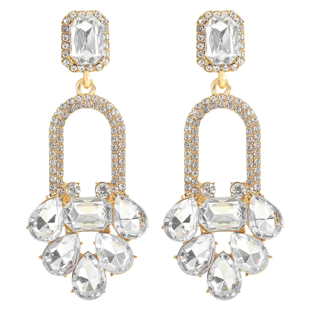 Dvacaman New Shiny Rhinestone Earrings Tassel Drop Earrings For Women Luxury Jewelry Long Dangle Earrings 2022 Party Accessories