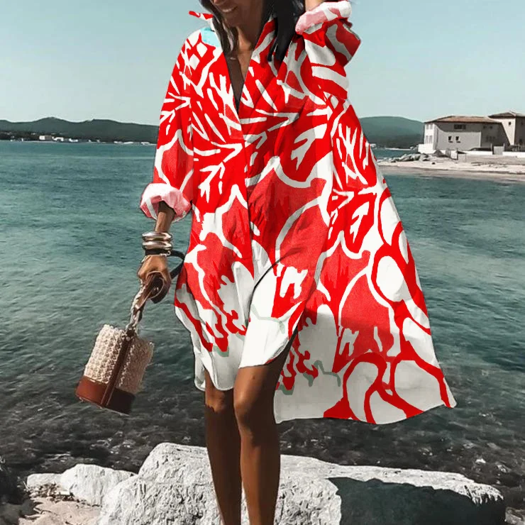 Contrast Floral Print Resort Midi Dress