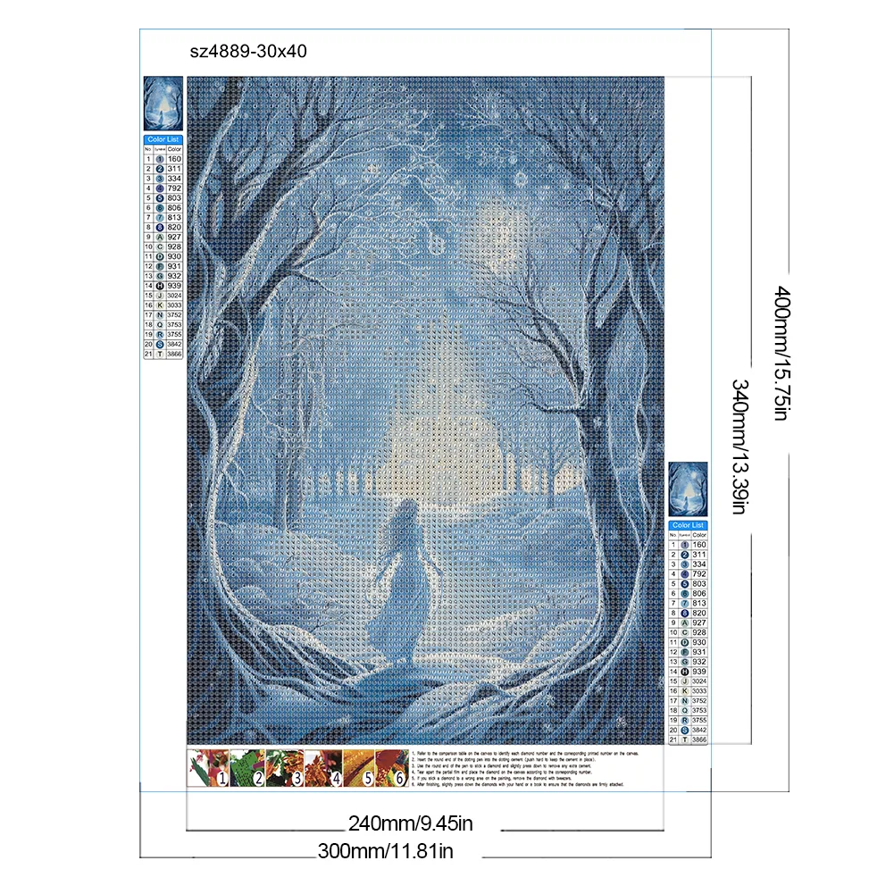 Full Round Diamond Painting 30*40cm - Winter Snow Angel