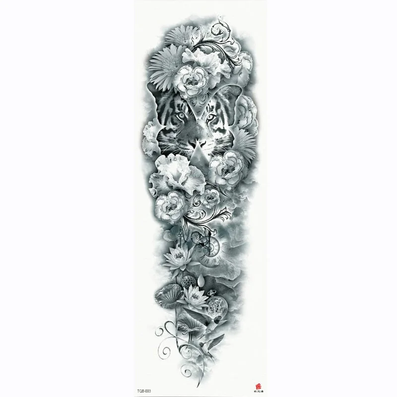2018 New Full Flower Arm Tattoo Sticker Skeletons and Roses Temporary Body Paint Water Transfer Tattoo Sleeve
