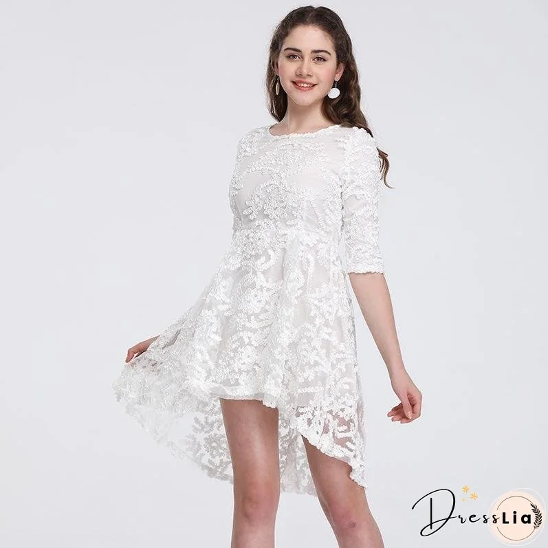 Temperament Waist Skirt Seven-piece Sleeve Slender Lace Dress