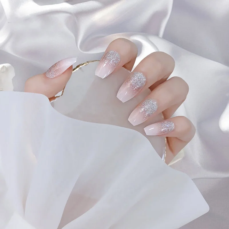 24pcs/set Press on Nail Tips Acrylic 10 Sizes Flower Design Fake Nails Art Full Cover French False Nail Art Tips Artifical Nails-Nail Inspo