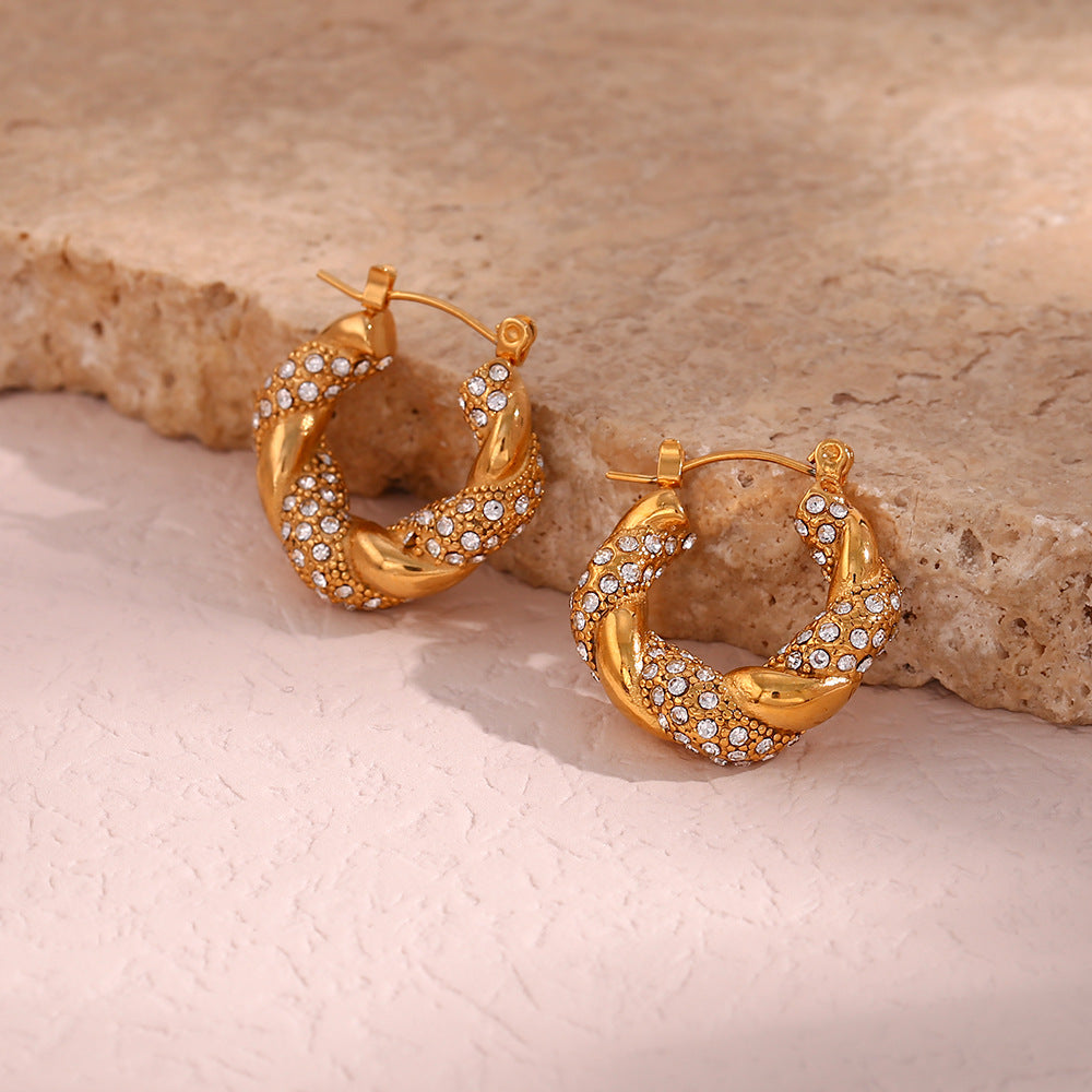 Fashion Quadrilateral Geometric Stainless Steel 18K Gold Plated Earrings