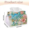 (24cm)Ocean Butterfly Rose 24cm DIY Diamond Painting Rhinestones Decorative Tissue Box Reusable Crystal Mosaic PU Tissue Holder for Home Car Desk Decoration Craft