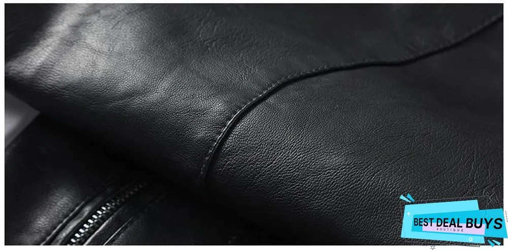 Men's Casual Zipper Pu Leather Jacket Motorcycle Leather Jacket Men Leisure Clothing Men's Slim Leather Jacket
