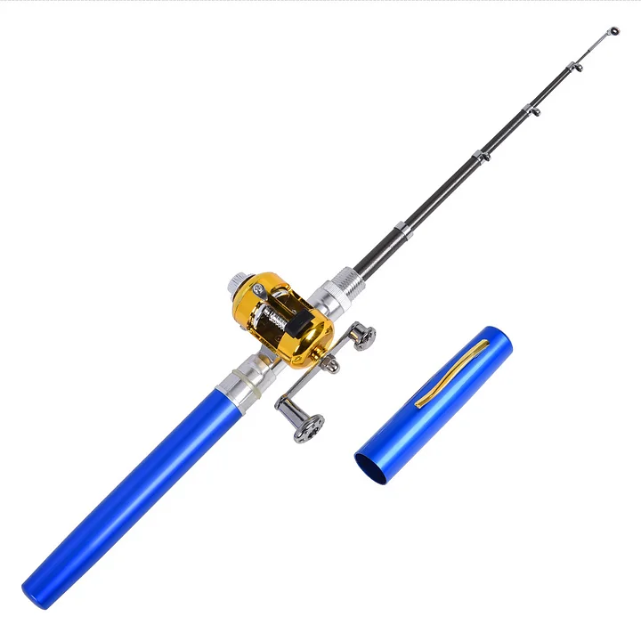 Mini Pocket Fishing Rod Pole Reel Kit - 38in Aluminum Mini Portable  Retractable Pocket Pen Fishing Rod Pole with Fishing Baitcasting Reel  Combo, 1Pc