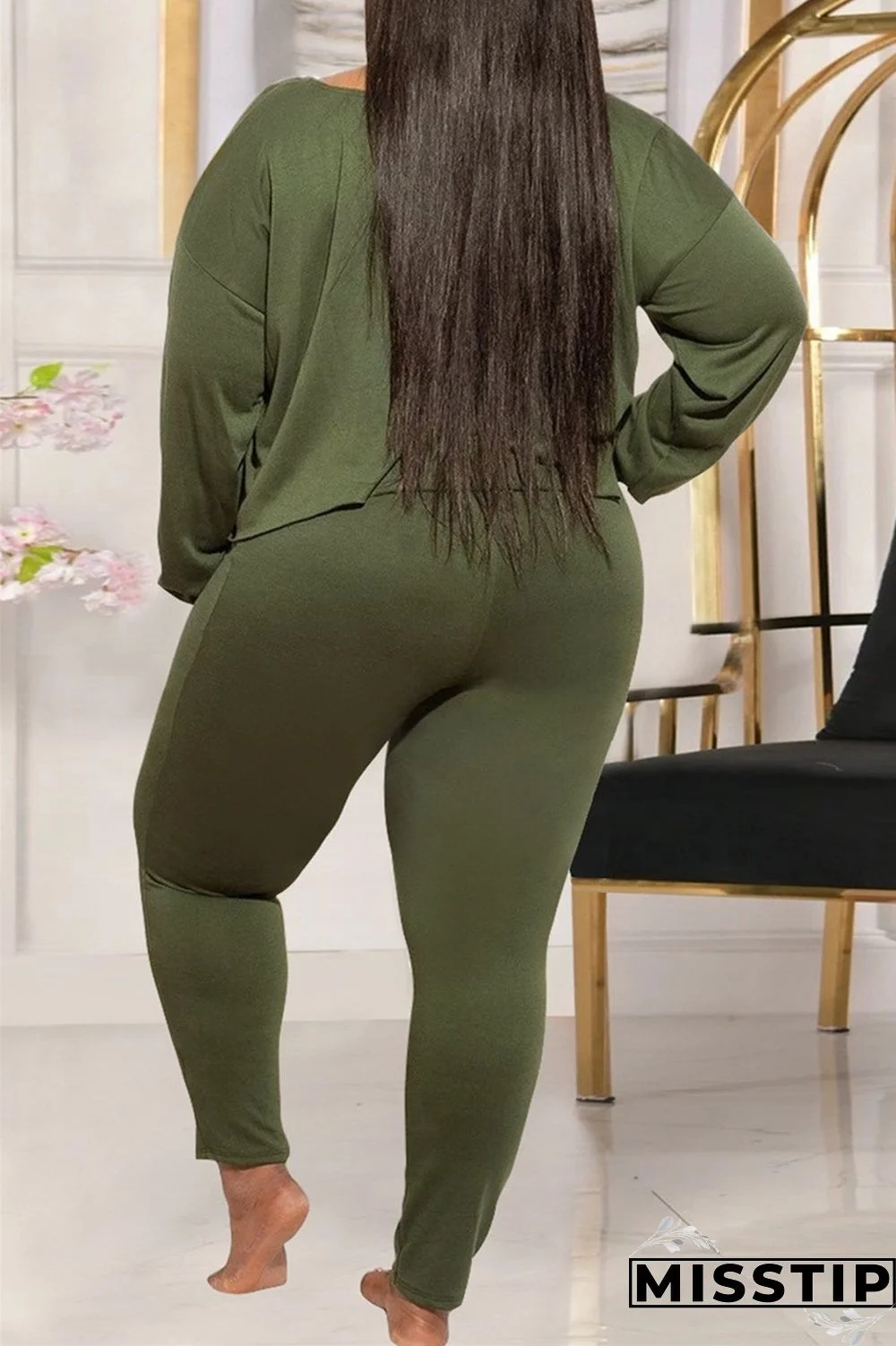 Grey Casual Solid Patchwork O Neck Plus Size Two Pieces