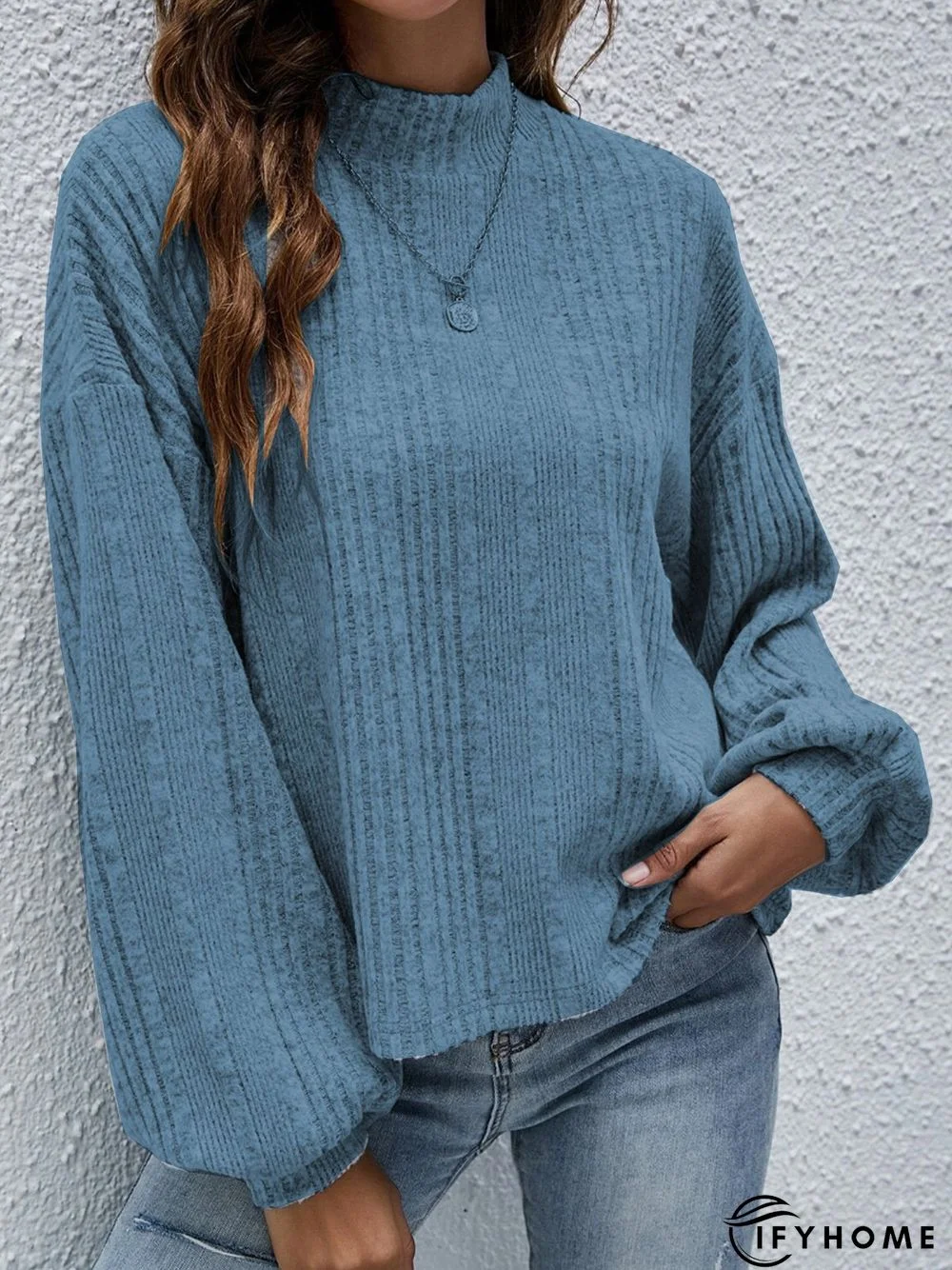 Half Turtleneck Loose Plain Top | IFYHOME