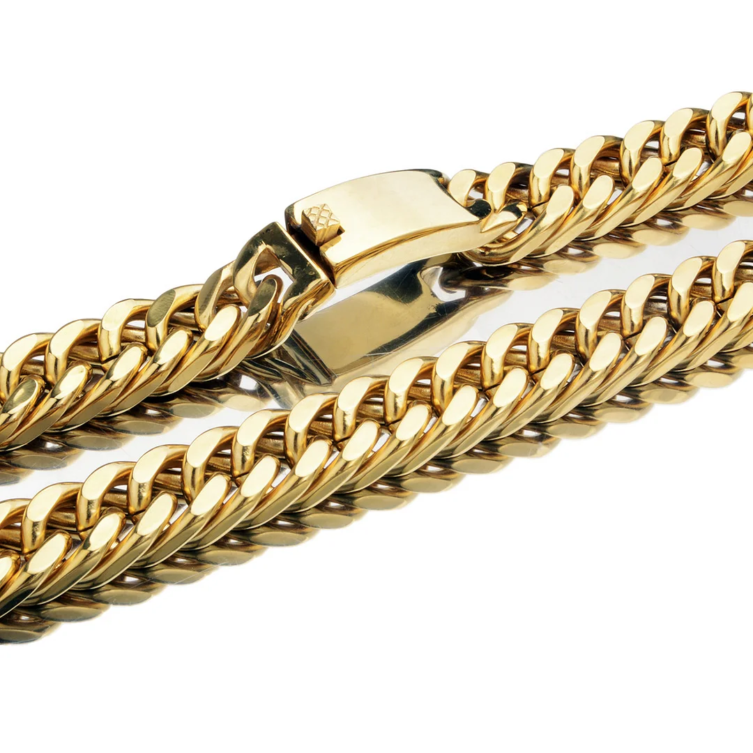 Gold Over Sterling 15mm Diamond-Cut Cuban Link Curb Solid Chain Necklace for Men Women Christmas or Birthday Gift