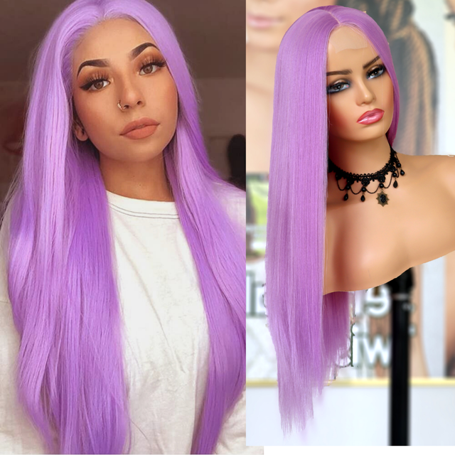 Zaesvini Hair®|Light Purple Long Lace Straight Hair Wig Zaesvini