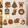 10PCS DIY Pearl Diamond Painting Christmas Fridge Magnets, Sparkling Rhinestone Refrigerator Magnet Craft Kit for Home Decor & Gifts