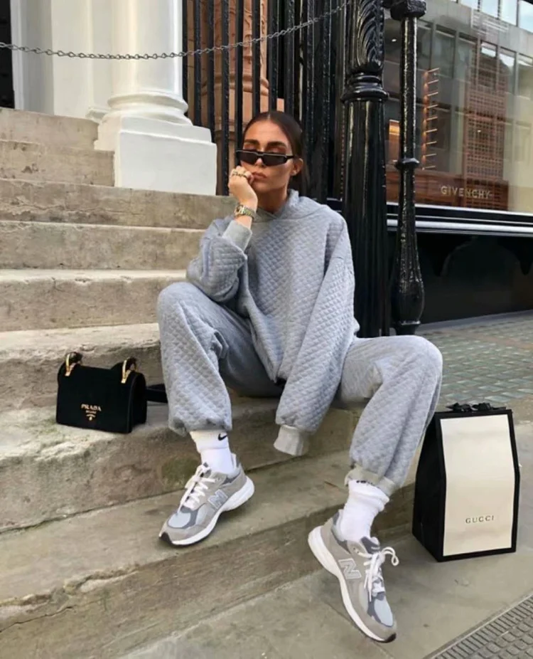 Casual Sports Style Two-piece Hooded Suit
