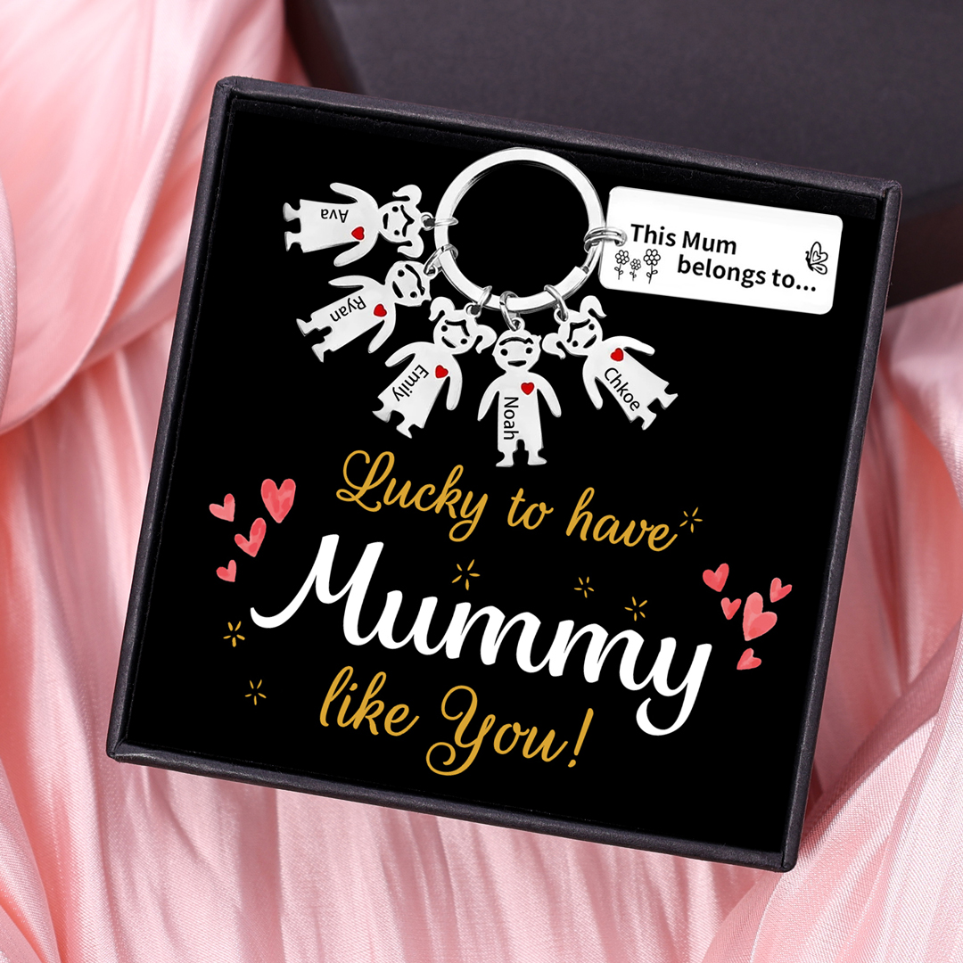 5 Names - Personalised Keychain with Kid Charms Engraved Names Keyring  Mother's Day Gift for Nan-Jessemade AU