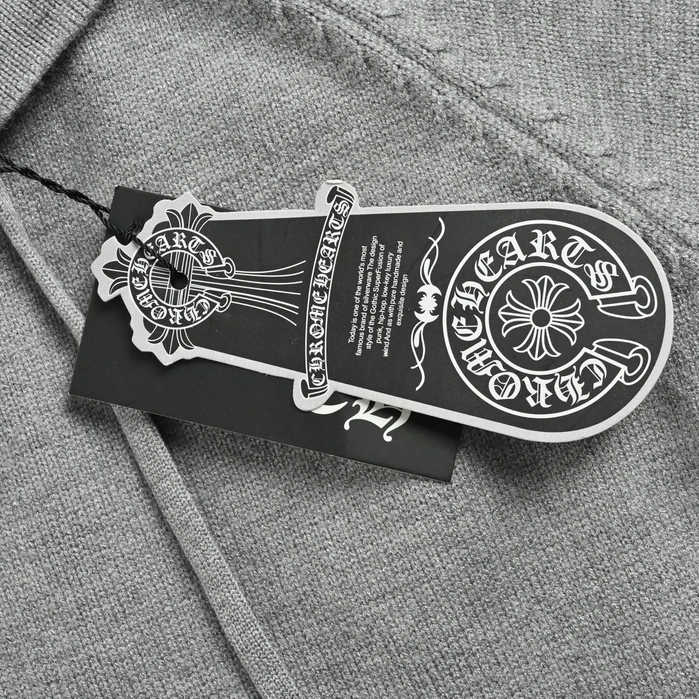 Gray Cross Hoodie Tag Detail