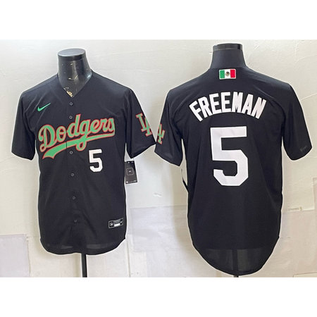 Men's Los Angeles Dodgers #5 Freddie Freeman Black Mexico Jersey CIG0