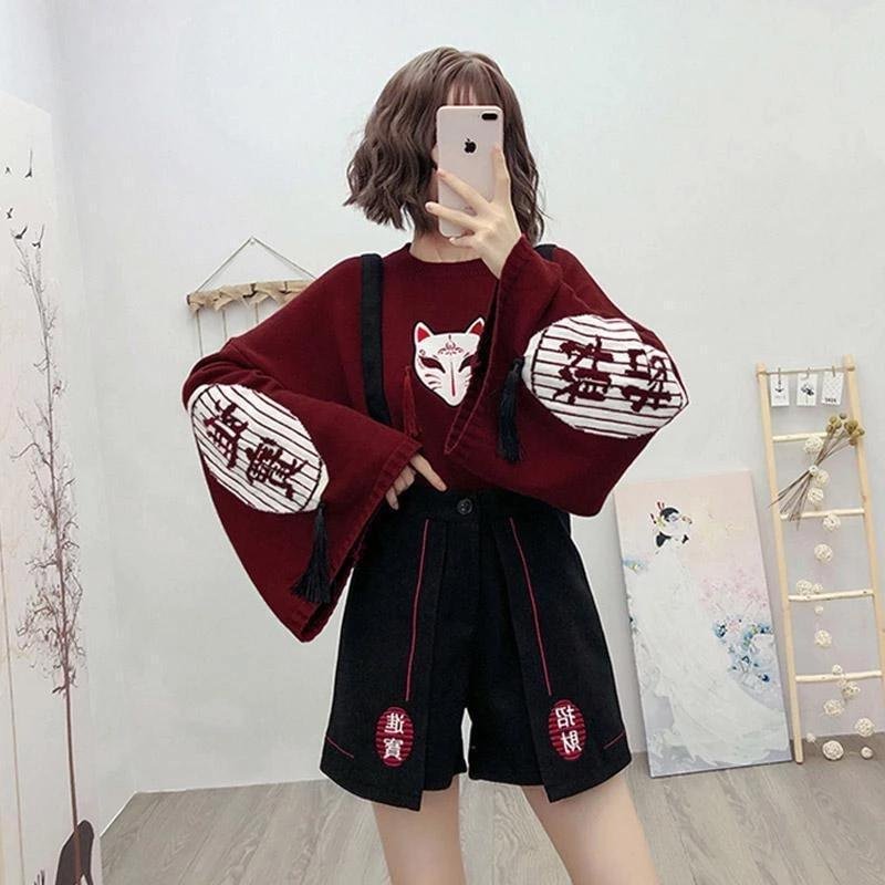 Embroidery High Waist Overall Shorts