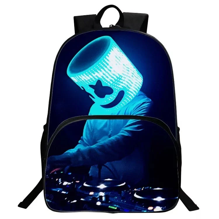 Buzzdaisy DJ Marshmello Backpack School Supplies Satchel Casual Book Bag School Bag for Kids Boy Girls Backpack Junior Bag