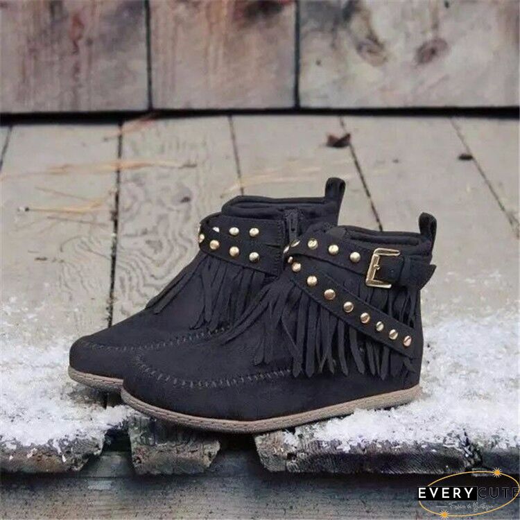 Fashion Belt Buckles Tassel Boots