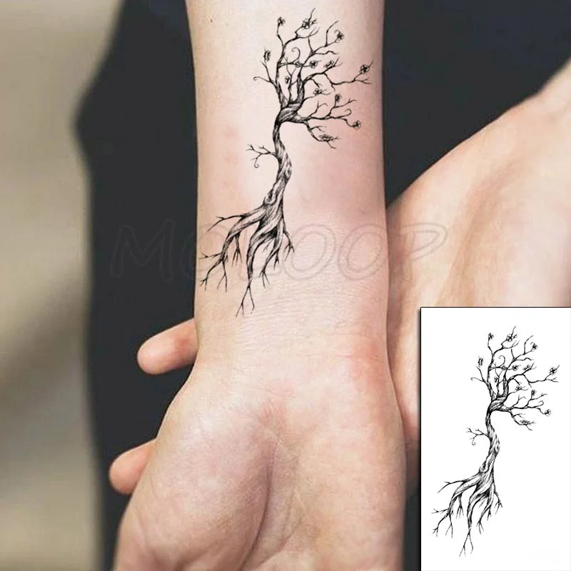 Waterproof Temporary Tattoo Stickers Black Somnus Flower Plant Small Size Tatto Flash Tatoo Fake Tattoos for Man Kid Girl Women