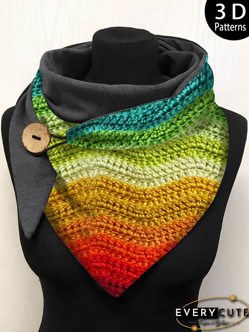 3D Gradient Color Wool Pattern Triangle Scarf Autumn and Winter Daily Matching