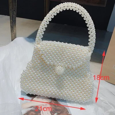 Handmade Women Pearl Bags Designer Beaded Shoulder Bags Charm White Pearls Crossbody Bag Luxury Evening Clutch Purse Lady 2019