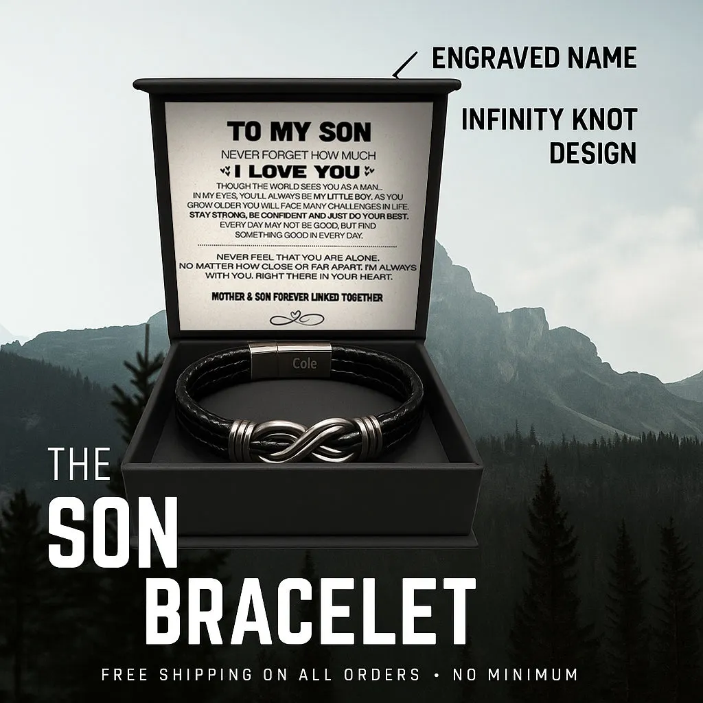 Son's Infinity Bracelet Gift Set w/ Engraved Name