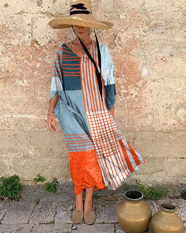 Resort Abstract Art Print Loose Fit Dress