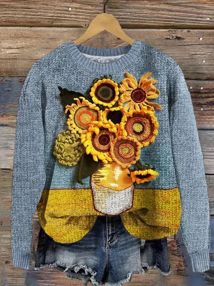 Women's Classic Sunflowers Art Print Sweatshirt