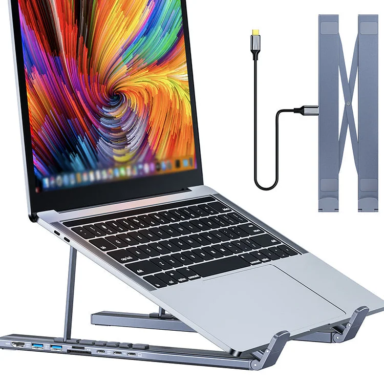 ⚡🚀 2-in-1 USB-C Dockingstation & Laptopst&auml;nder &ndash; 8 Ports, 4K HDMI & h&ouml;henverstellbar 🔥💻 F&uuml;r ergonomisches Arbeiten & maximales Homeoffice-Setup