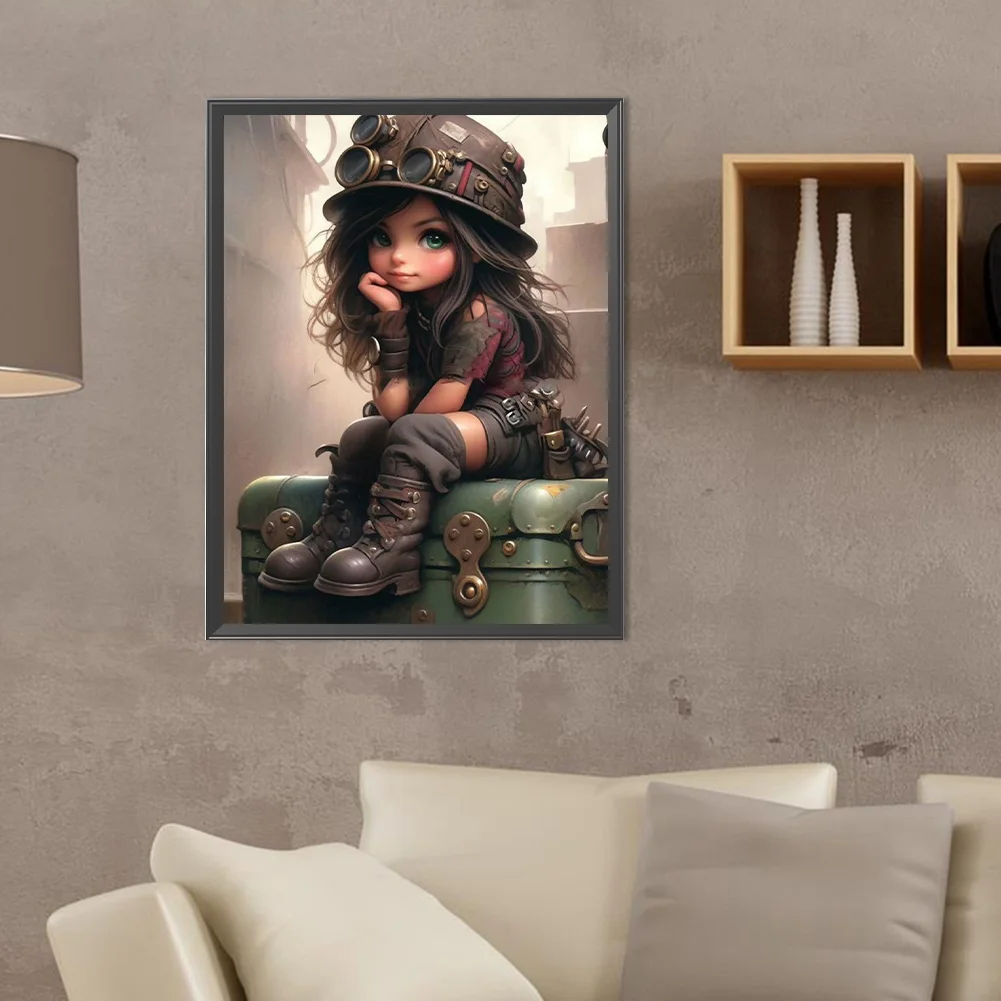 Diamond Painting - Full Round Drill - Sweet Cool Girl(Canvas|30*40cm)