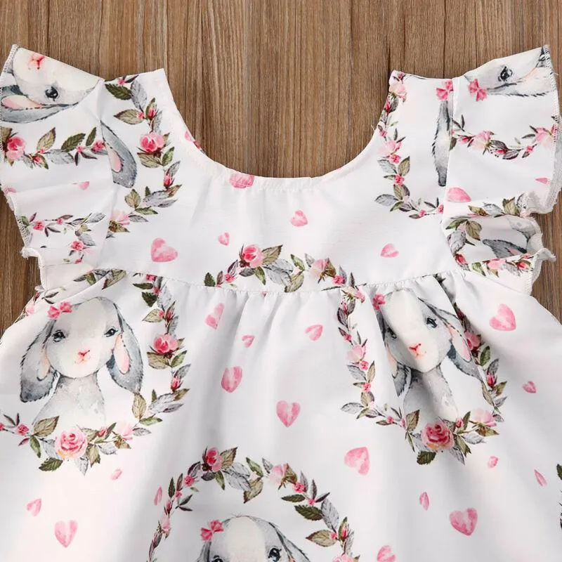 2020 Baby Summer Clothing Easter Toddler Kids Baby Girls Rabbit SleevelesTutu Dress Princess Party Dresses 6M-4T