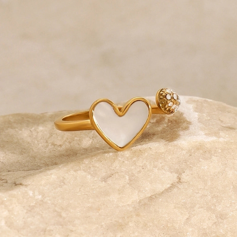Classic Style Artistic Heart Shape 304 Stainless Steel Open Rings
