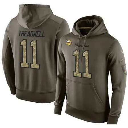 NFL Men's  Minnesota Vikings #11 Laquon Treadwell Stitched Green Olive Salute To Service KO Performance Hoodie