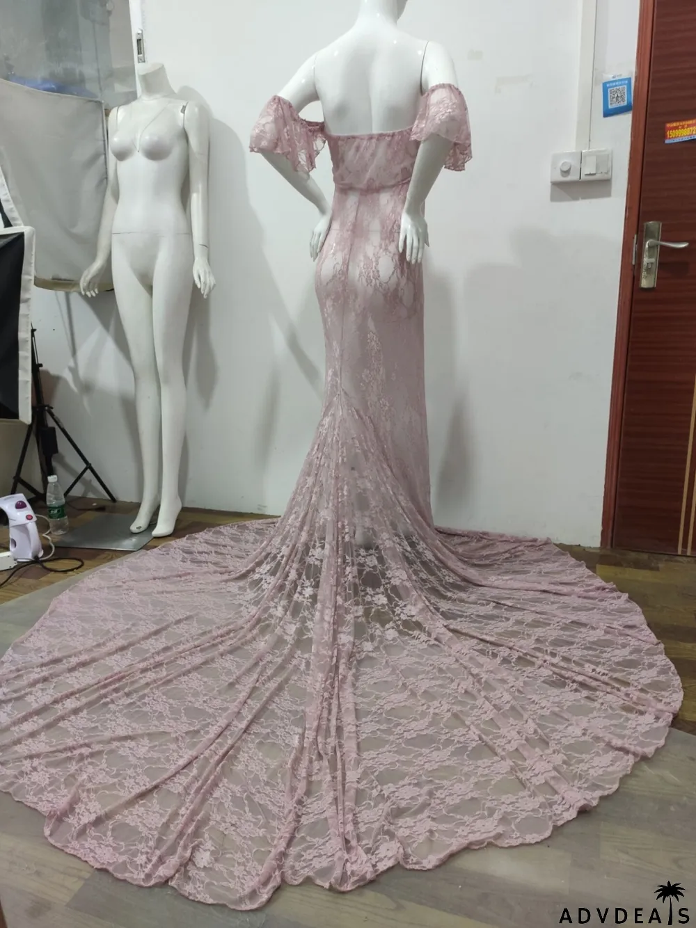 Pregenant Full Lace Sweetheart Fishtail Wedding Dress