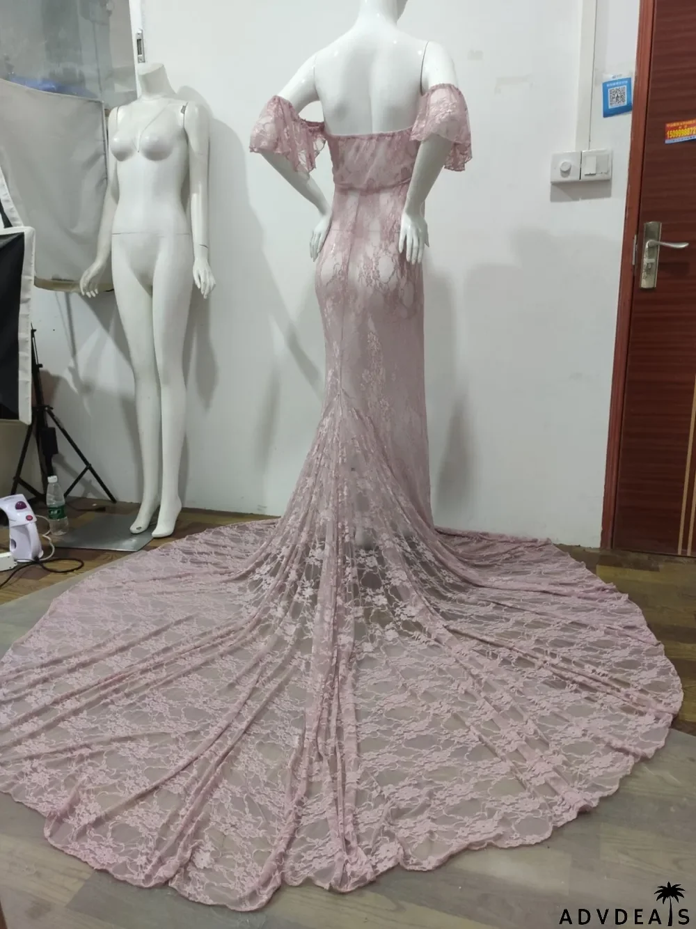 Pregenant Full Lace Sweetheart Fishtail Wedding Dress