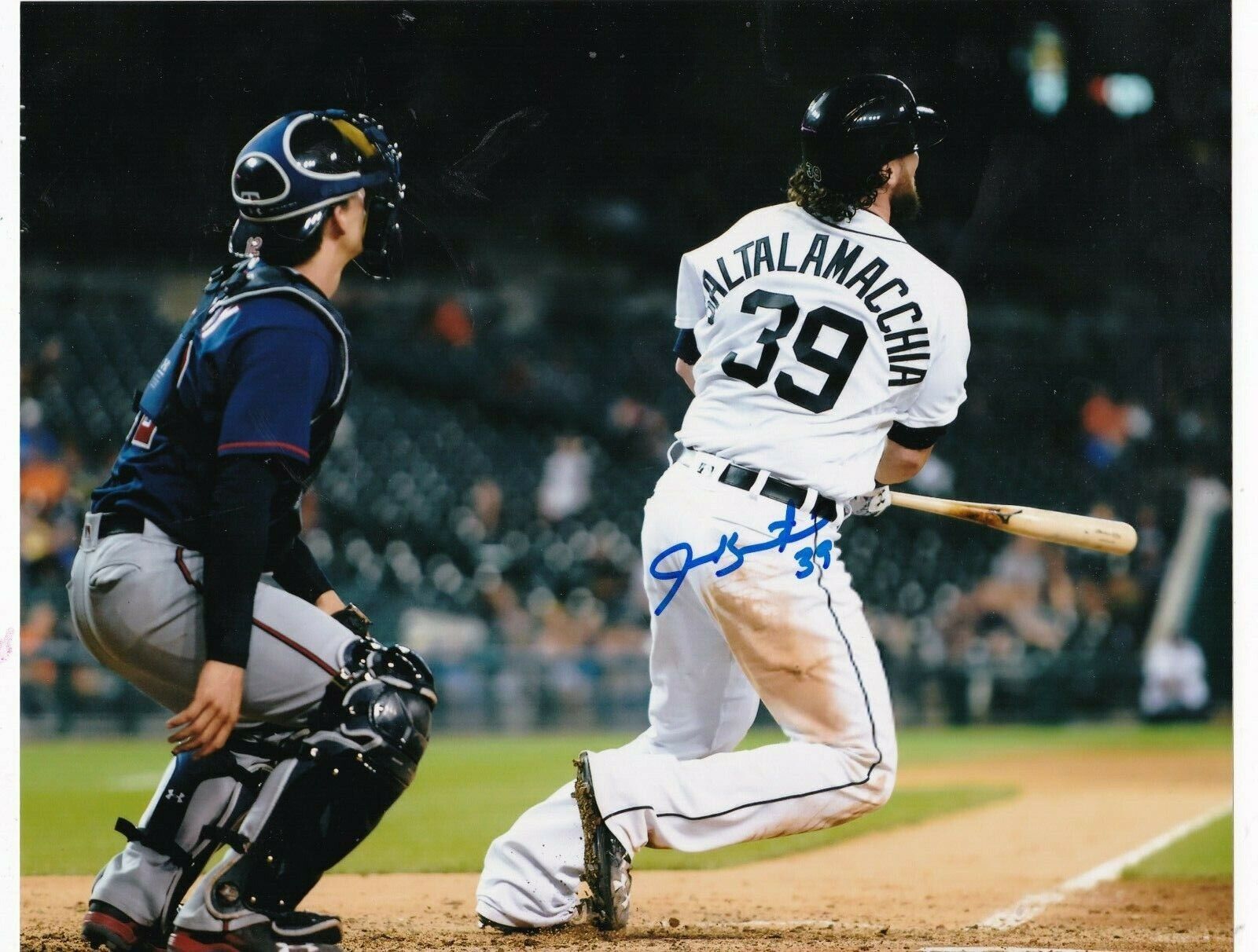 JARROD SALTALAMACCHIA DETROIT TIGERS ACTION SIGNED 8x10