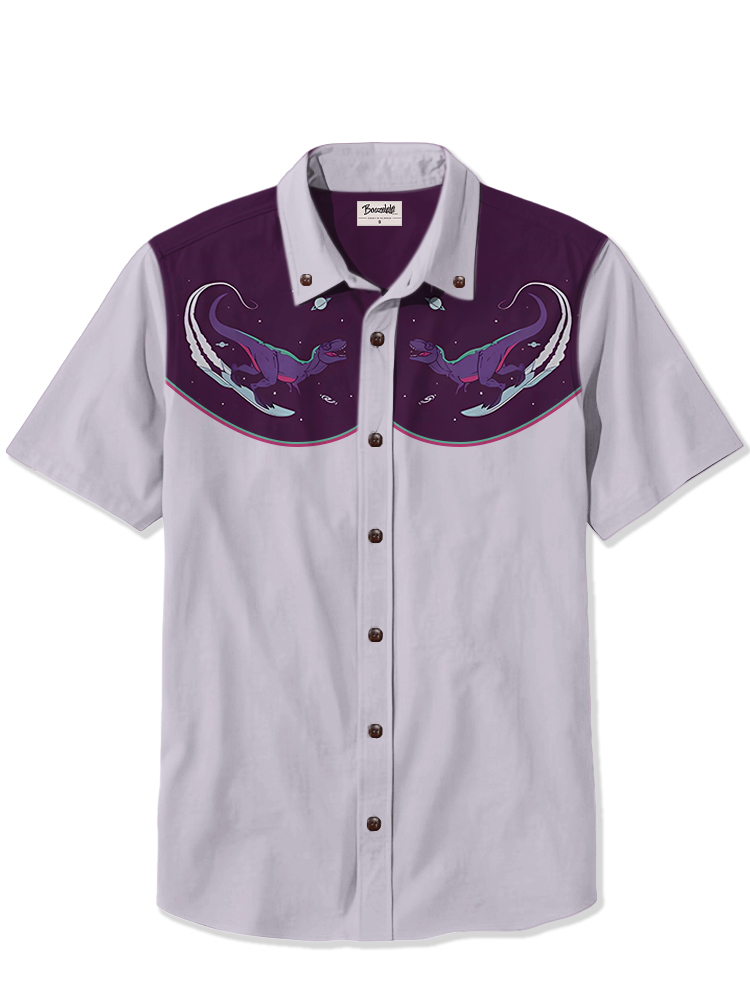 Star Surfing Dinosaur - 100% Cotton Shirt