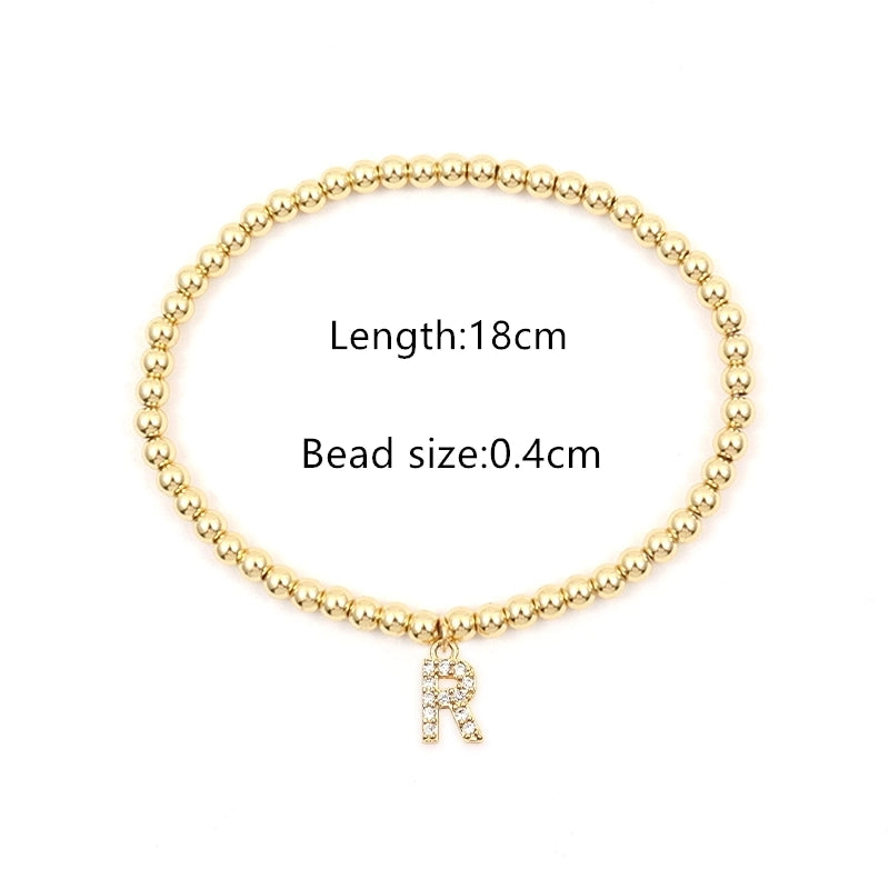 Copper Inlay Letter Zircon Bracelets