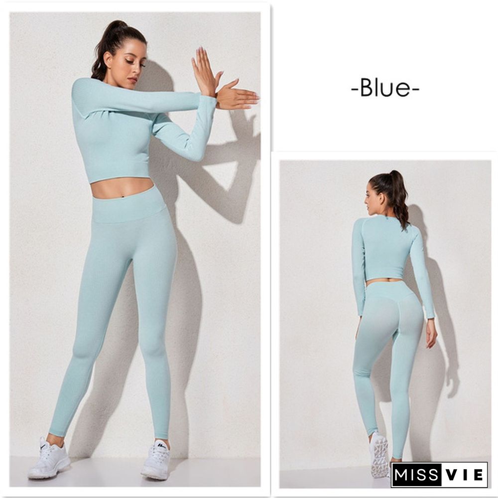 Womens Sportswear Yoga Set Workout Clothes Athletic Wear Sports Gym Legging Seamless