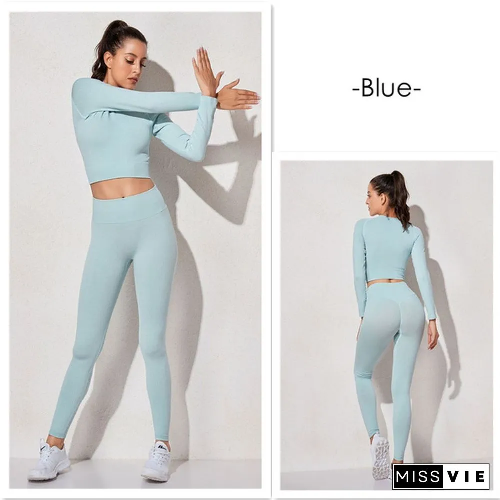 Womens Sportswear Yoga Set Workout Clothes Athletic Wear Sports Gym Legging Seamless