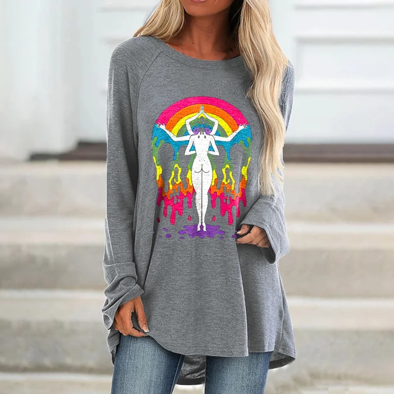 Female Psychedelic Abstract Nude Art Hippie Printed Women's T-shirt