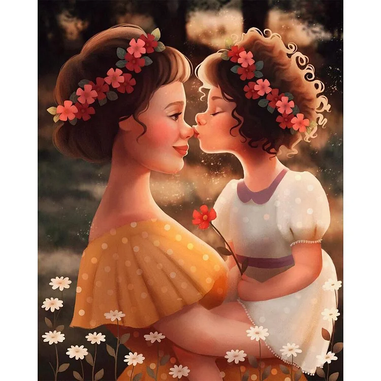 Mother & Daughter - Full Round Drill Diamond Painting - 30x40cm(Canvas)