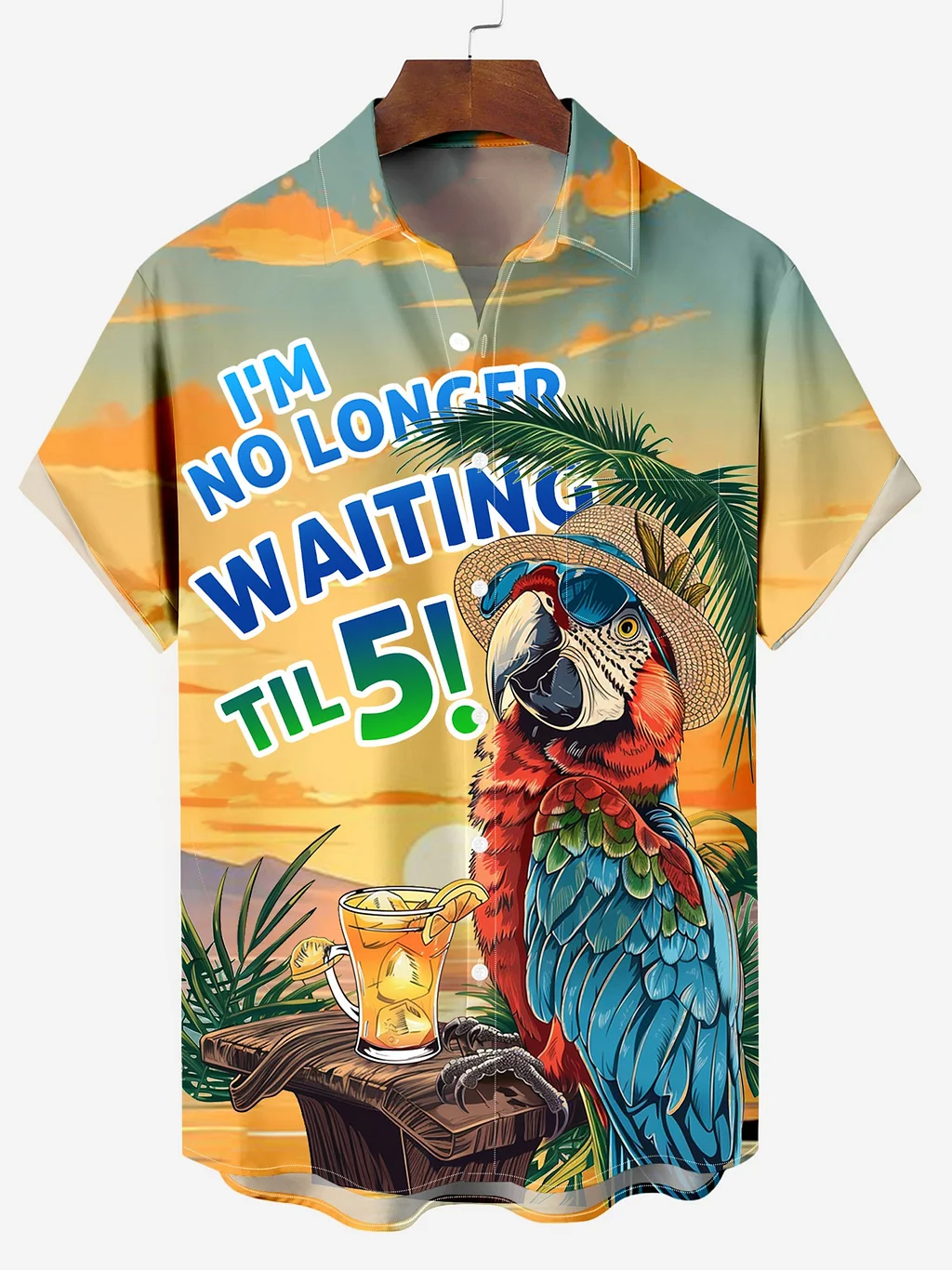Men's Tropical Parrot Beer Casual Shirt PLUSCLOTHESMAN