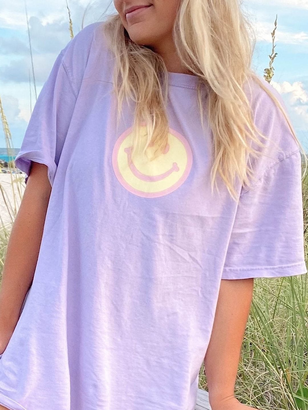 Women's Don't Forget To Smile Print Oversized T-Shirt