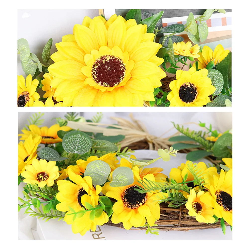 Sunflower simulation cow horn wreath props decoration